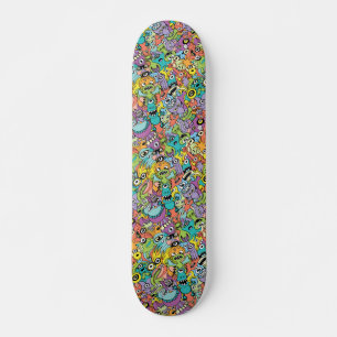 Skateboard Una multitud de extraterrestres en un diseño de p