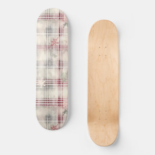 Skateboard Una serie de diseño floral de tartán de Navidad #1