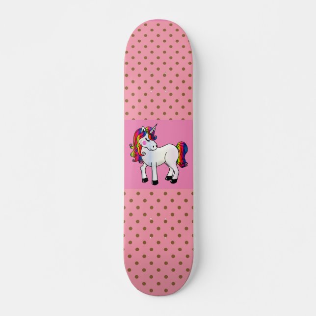 SKATEBOARD UNICORN PINK POLKA PUNTOS PATINADORES PARA CHICAS (Anverso )