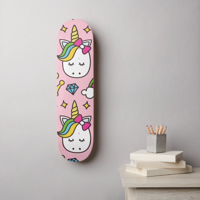 Skateboard Unicornio arcoiris (Arte de la pared)