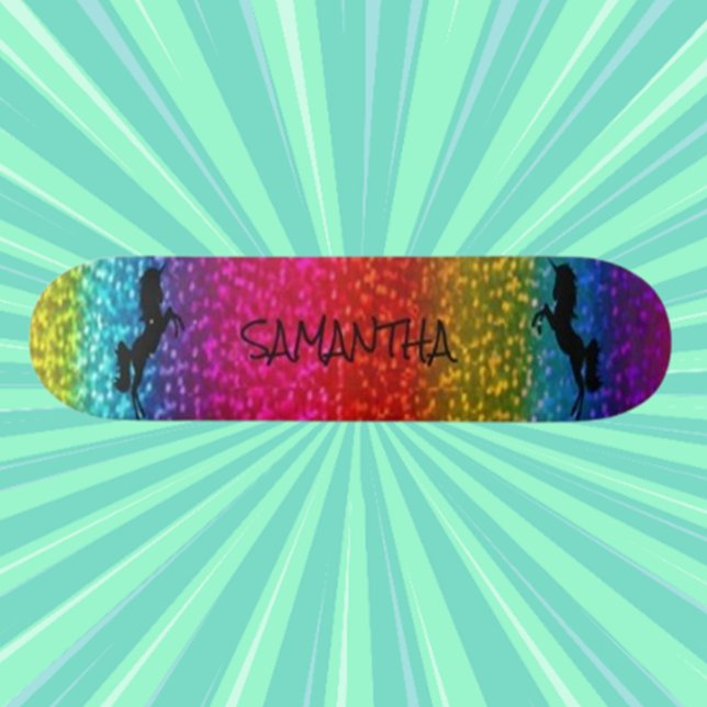 Skateboard Unicornio Brillante (Pastel Glitter Skateboard )