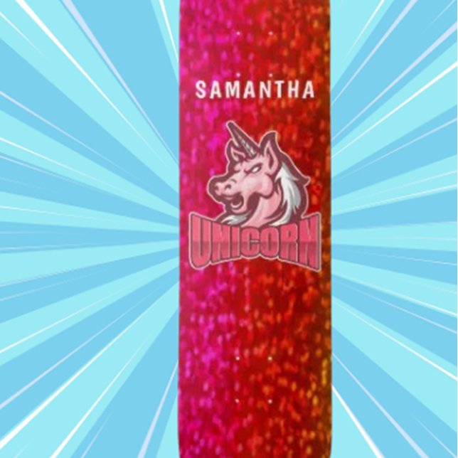 Skateboard Unicornio Brillante (Personalized Skateboard Name)
