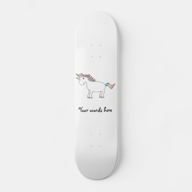 Skateboard Unicornio de arcoiris blanco (Anverso)