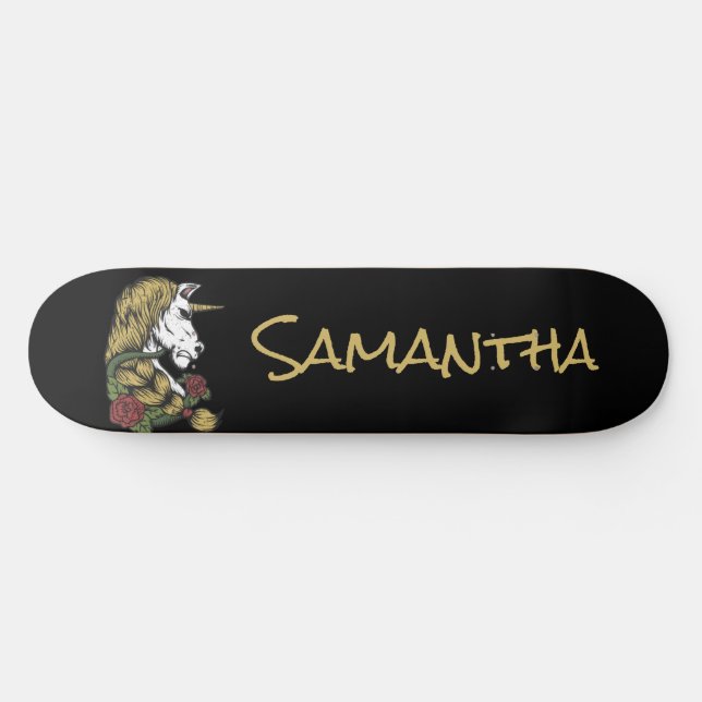 Skateboard Unicornio de oro personalizado   (Horz)