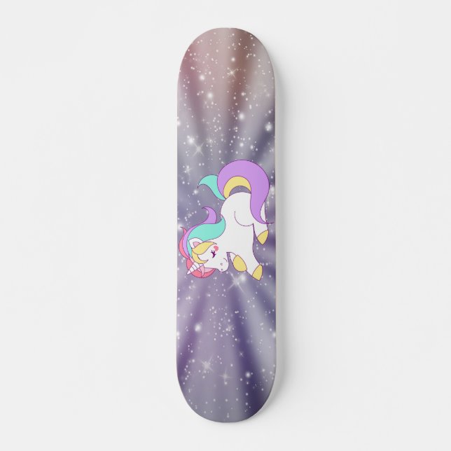 Skateboard Unicornio lindo,Arcoíris,Galaxia (Anverso )