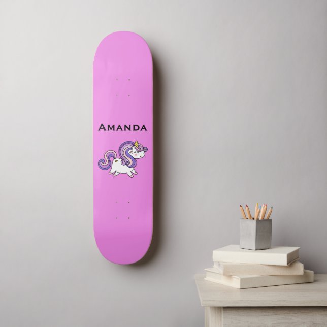 Skateboard Unicornio rosa (Arte de la pared)