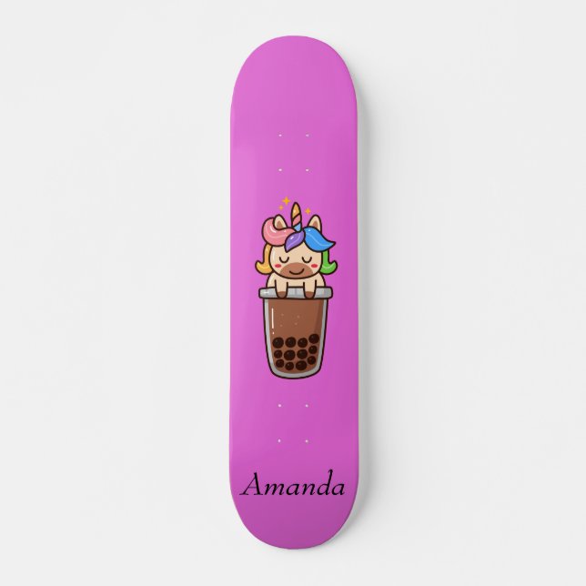 Skateboard Unicornio rosado (Anverso )
