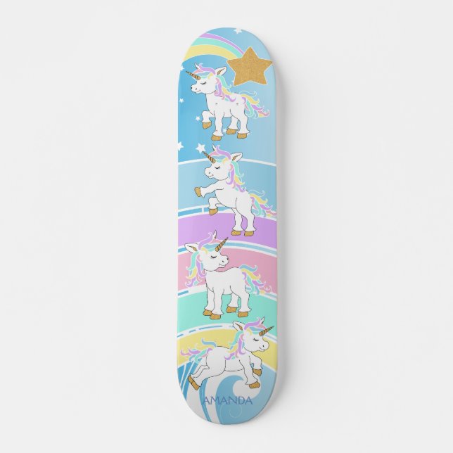 Skateboard Unicornios mágicos - Azul (Anverso )