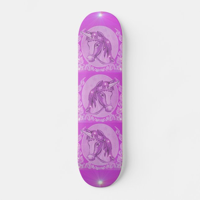 Skateboard Unicornios rosados (Anverso)