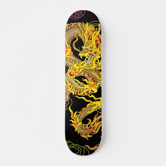 Skateboard Urban Gold Dragon Mystic Element Personalizado Pro (Anverso )