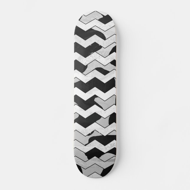 Skateboard Vaca de Chevron en blanco y negro (Anverso)