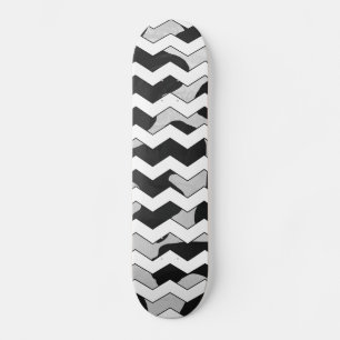 Skateboard Vaca de Chevron en blanco y negro