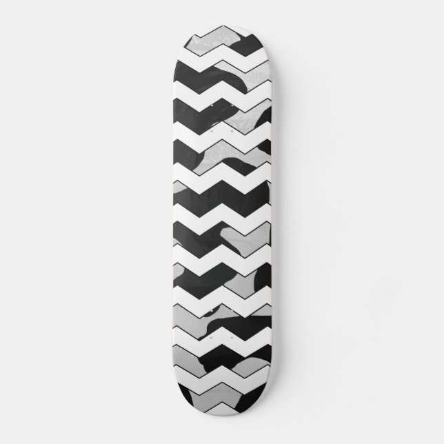 Skateboard Vaca de Chevron en blanco y negro (Anverso)