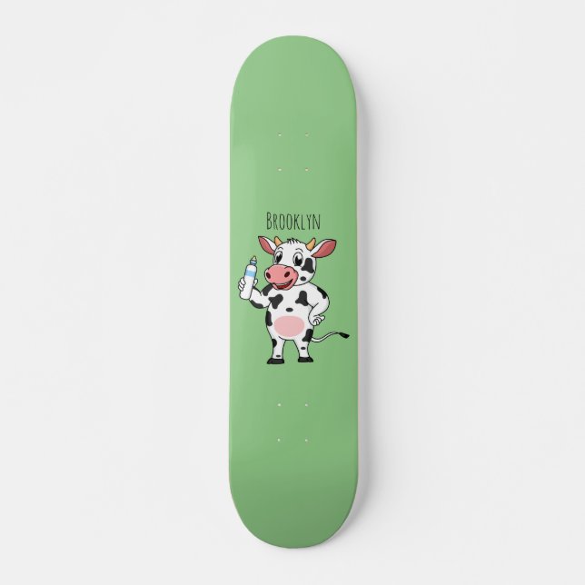 Skateboard Vaca feliz con personalizado de biberón (Anverso )
