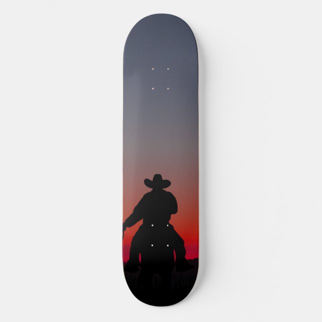 Skateboard vaquero al atardecer (Anverso)