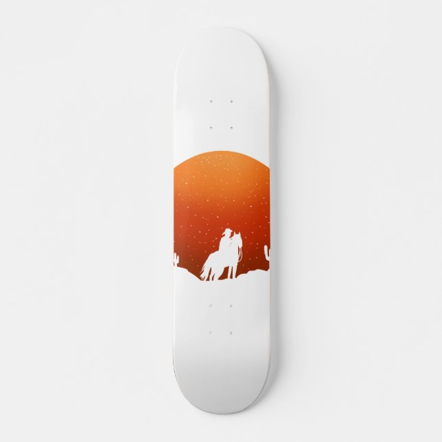 Skateboard Vaquero con caballo Salvaje paisaje de la puesta d (Anverso )