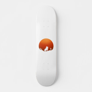 Skateboard Vaquero con caballo Salvaje paisaje de la puesta d