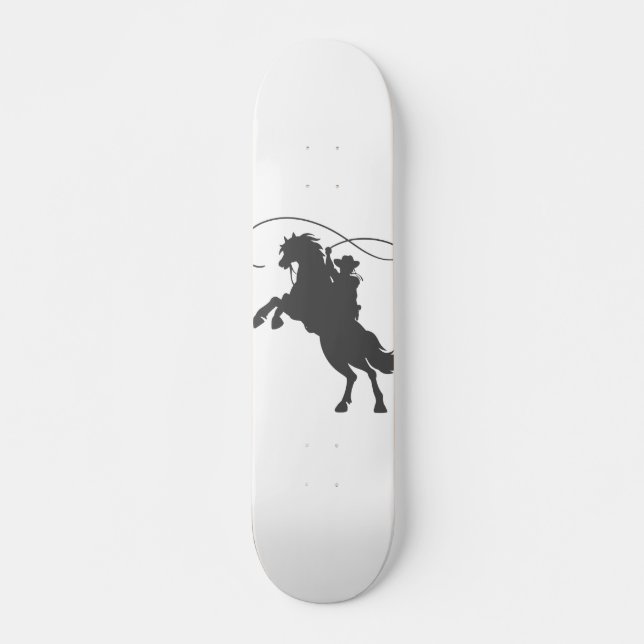 Skateboard vaquero lanzando lazo criando caballo (Anverso )