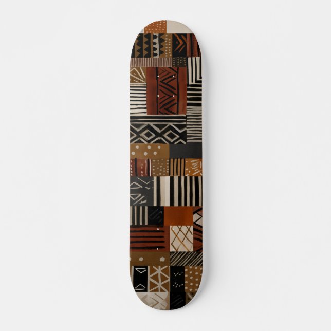 Skateboard Variations of African motifs in earth tones (Anverso )