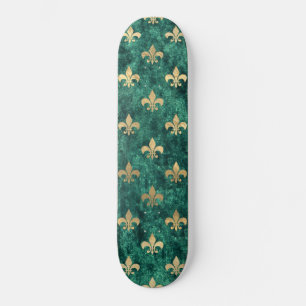 Skateboard Velvet Verde Grunge Fleur De Lis Mardi Gras