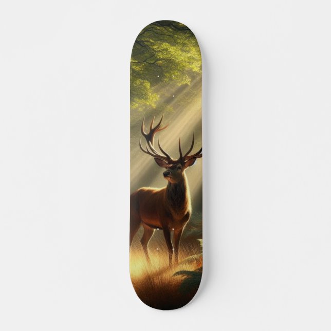 Skateboard Venado en el bosque matutino (Anverso )