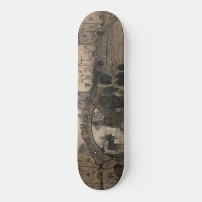 Skateboard Venecia, Italia (paisaje veneciano vintage) (Anverso)