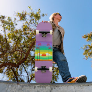 Skateboard Verano de palmeras de lavanda
