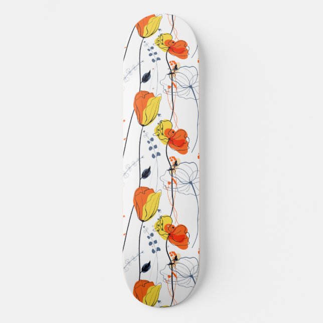 Skateboard Verano tropical | Hermoso diseño de floraciones am (Anverso)