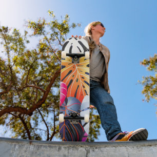 Skateboard Verano tropical hojas de Monstera