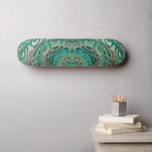 Skateboard Verde azulada fractal Paua Abalone Shell arte temá