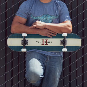 Skateboard Verde azulado de tono de vintage con el