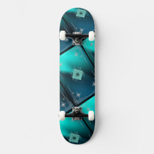 Skateboard Verde azulado y diamantes 