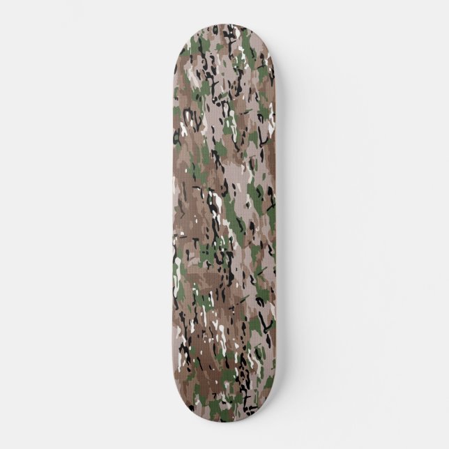 Skateboard Verde Caqui de Camuflaje Forestal (Anverso)