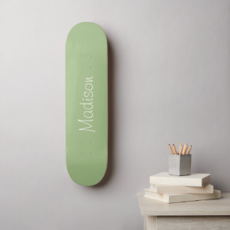 Skateboard Verde claro salvia Color sólido con nombre