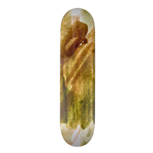 Skateboard verde del arte, fondo marrón de la pintura de la