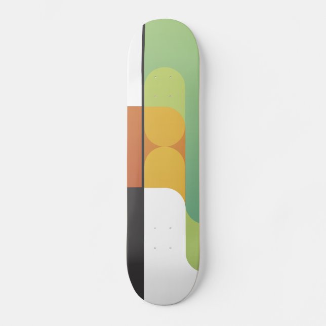 Skateboard verde geométrico linear del arte retro abstracto (Anverso)