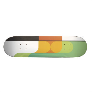 Skateboard verde geométrico linear del arte retro abstracto