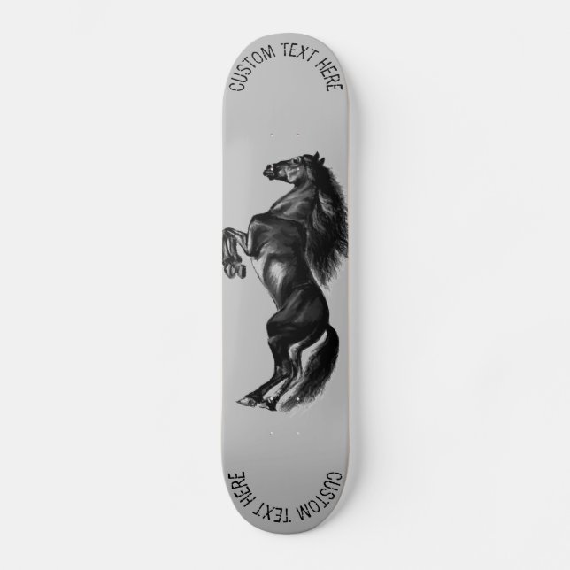 Skateboard vertical de caballos con texto Personal (Anverso)