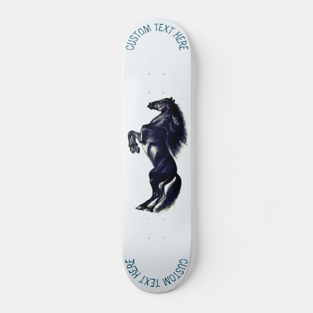 Skateboard vertical de caballos salvajes con texto (Anverso)