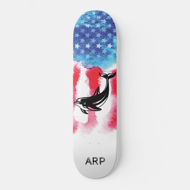 Skateboard *~* Vet militar DOPHIN Bandera Azul Blanco Rojo (Anverso)