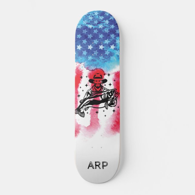Skateboard *~* Vet militar PISHERMAN bandera azul blanca roja (Anverso)