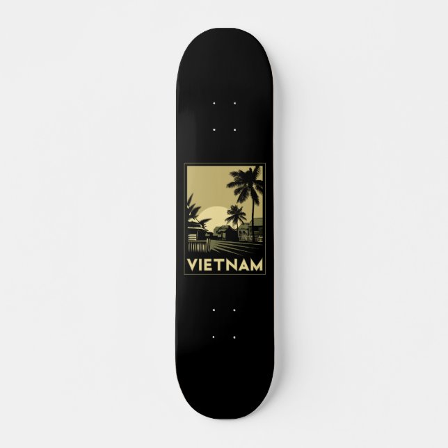 Skateboard viaje retro del art déco de Vietnam Asia (Anverso )