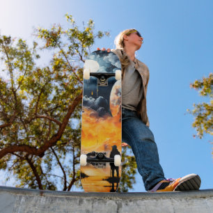 Skateboard Viajero Astronauta Horizonte Cósmico Viaje