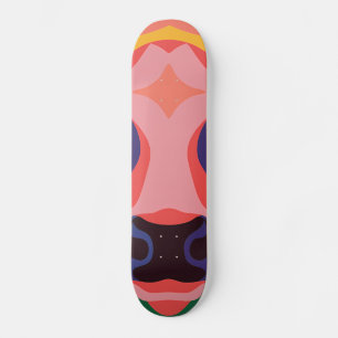 Skateboard Vibrant Pop Art Cow Face Portrait