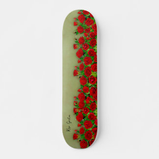 Skateboard Vibrant Red Rose Garden Floral Pattern