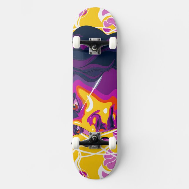 Skateboard Vibrant Stylized Portrait with Abstract Elements (Anverso)