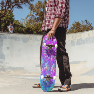Skateboard Vibrante Colorido Groovy Fractal Explosión Psicodé