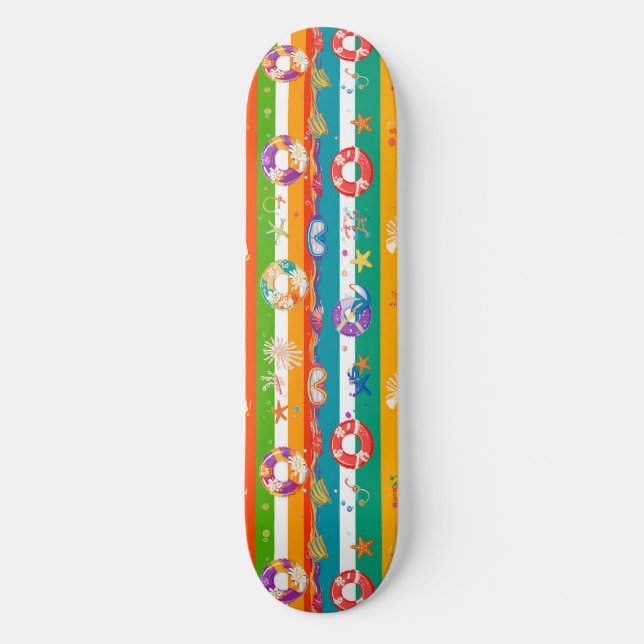 Skateboard Vibrante Diseño Temático De Playa De Verano (Anverso)