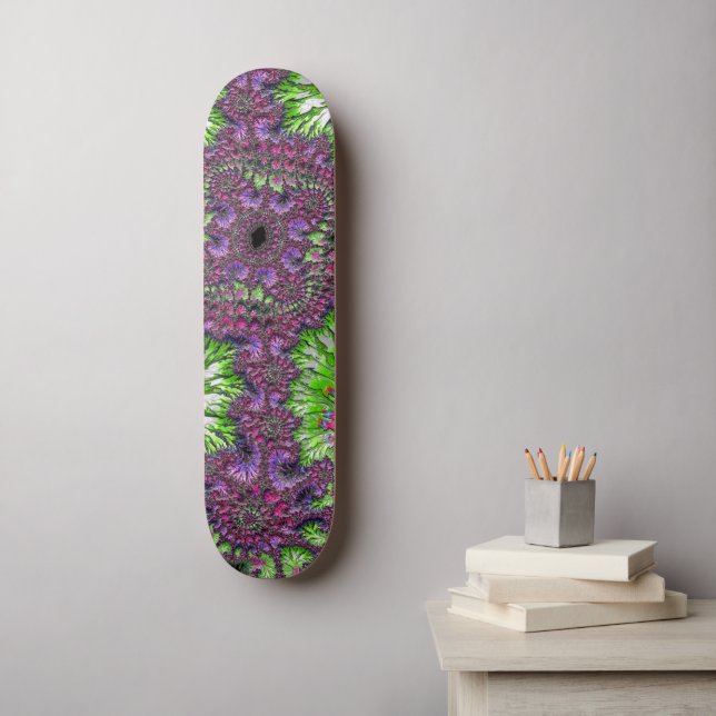 Skateboard Vibrante Neon Colorful Trippy Groovy Fractal Art (Arte de la pared)