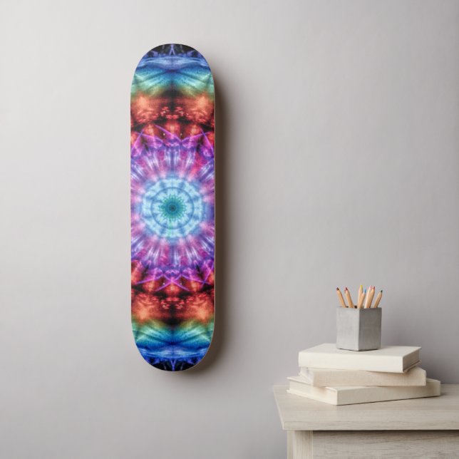 Skateboard Vibrante Tie Dye Kaleidoscope Arcoiris Mandala (Arte de la pared)